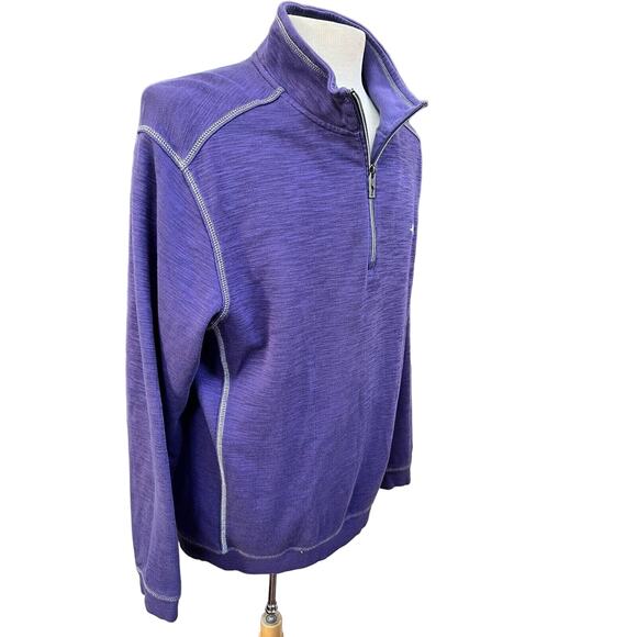 Tommy Bahama Sweater Men's Sz XL Purple Quarter Zip Long Sleeve - Picture 3 of 7